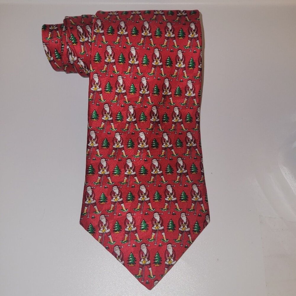 Hallmark Silk Christmas Tie Santa Playing Golf
